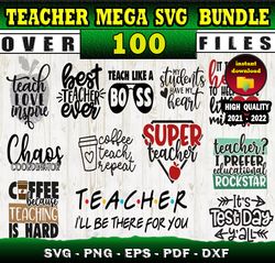 100 TEACHER MEGA BUNDLE SVG, PNG, DXF files for cricut, Bundle Layered