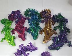 Movable Gemstone Crystal Dragon 3D Printed - articulated Dragon - Desk Toys - Office Office Tabletop Toy