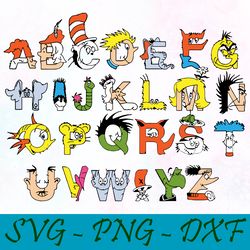 Dr seuss alphabet svg,png,dxf, Cat In The Hat Svg,png,dxf, Cricut, Dr seuss svg,png,dxf,Cut file