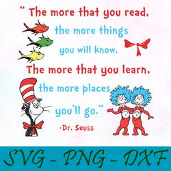 The more that you read svg,png,dxf, Cat In The Hat Svg,png,dxf, Cricut, Dr seuss svg,png,dxf, Cut file