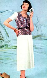ladies vintage knitting pattern holland skirt & blouse, sweater blouse pattern, knitted pullover, instant download