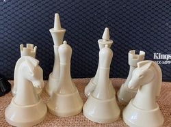 Soviet carbolite chessmen set vintage new black beige