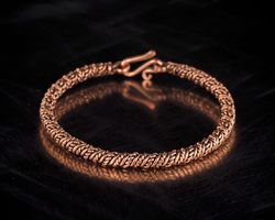 Narrow wire wrapped pure copper bracelet for him or her, Stranded wire bangle, Unique artisan jewelry
