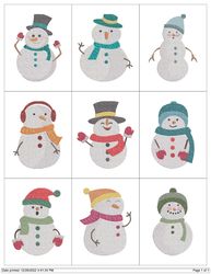 Collection Winter Snowmen Embroidery Machine Designs