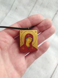 Virgin Mary | Theotokos | Icon necklace | Orthodox pendant | Wooden pendant | Jewelry icon | Orthodox Icon | Christian