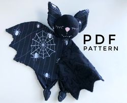 Bat plush pattern, bat pattern, baby lovey pattern, bat toy sewing pattern, baby comforter pattern, baby gift pattern