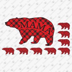 Red Plaid Mama Bear Family Mama Daddy Template Apparel Graphic