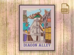 Welcome to Diagon Alley Cross Stitch Pattern