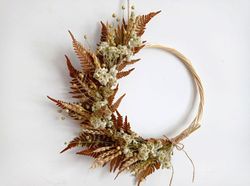 Boho Minimalist Dried Flower Wreath Natural Year Round Wreath Rustic Bedroom Wreath Rustic Wedding Decor Neutral Wreath