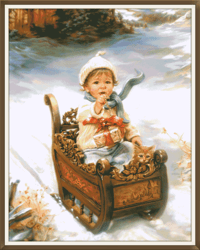 PDF Cross Stitch Pattern - Vintage Christmas Postcard