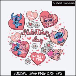 Valentine Cartoon SVG Bundle, Valentine Svg Bundle, Valentines Stitch Svg, Valentine Movie Png, SVG Cut File
