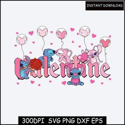Stitch Valentine Svg Png, Love svg, Valentines Svg, Stitch Love Svg, Valentine's Day Svg, Layered Stitch Svg, Flower Svg