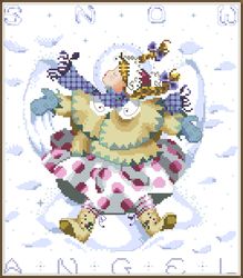 PDF Cross Stitch Pattern - Snow Angel Girl  - Counted Sampler Vintage Scheme Cross Stitch - Digital Download