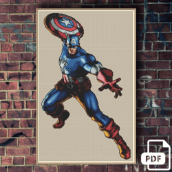 Captain America Cross Stitch Pattern 1, Marvel Comics Cross Stitch, Digital PDF