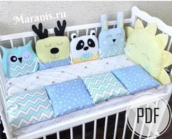 Baby bedding sets patterns, 6 in1, Baby cot bumper set pdf, Crib bumpers diy, Crib bumper ideas how to make