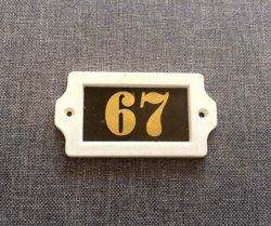 Vintage plastic number sign 67 retro address door plate