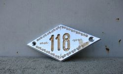 Brass door number sign 118 vintage apartment address plate