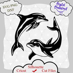 Dolphin SVG, Dolphin DXF, Dolphin jpg, Dolphin silhouette cutting file