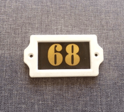 Vintage plastic number sign 68 retro address door plate