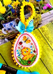 DUCK GIRL EASTER EGG Ornament cross stitch pattern PDF by CrossStitchingForFun Instant Download, Easter Egg cross stitch