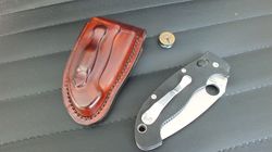 Vertical Leather Sheath For Folding Knife Spyderco Manix 2 Xl / Custom Leather Sheath .4