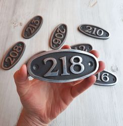 Address door number plate 218 - vintage apartment number sign