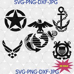 Military logo bundle svg, Army svg, Marines Corps svg, air force svg, Coast Guard svg, US Navy svg United States Army
