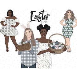 Easter Girl Clipart | Spring Woman Illustration