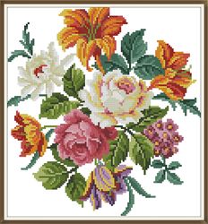 PDF Berlin Flowers - Antique Cross Stitch Pattern - Reproduction Vintage Scheme 19th century - Digital Download - 1010