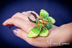 OOAK bug moth brooch by Yumi Camui