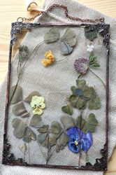 Pressed Flower in glass flower painting DIY Vintage Pressed clover Vintage Pressed Flowers in Glass dried flowers frame