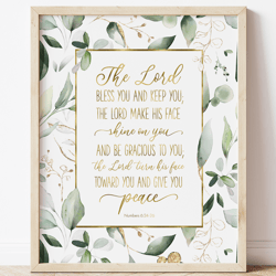 The Lord Bless You And Keep You, Numbers 6:24-26, Bible Verse Printable Art, Scripture Prints, Christian Gifts, Nursery