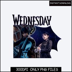 Wednesday Addams png, Addams Family Png, Jenna Ortega png, Wednesday girl with umbrella, Addams Family Png, Digital