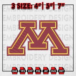 Minnesota Golden Gophers Football Team Embroidery file, NCAAF teams Embroidery Designs, College Football, Machine Embroi