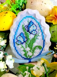 LILY OF THE VALLEY EASTER EGG Ornament cross stitch pattern PDF by CrossStitchingForFun Instant Download
