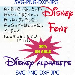 Disney Font Svg Disney Alphabet Svg Disney Letters Svg Cricut Silhouette TTF OTF Installable Font Cut Files Clipart