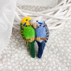 Parrot brooch Budgerigars brooch Love birds jewelry Budgerigar pin Colorful brooch Animal jewelry Animal brooch for Her