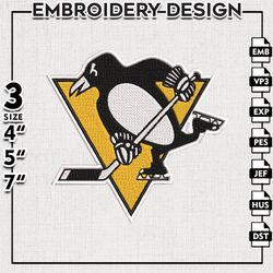 Pittsburgh Penguins Embroidery file, NHL Embroidery Designs, Hockey Team, Machine Embroidery Design, Digital Download