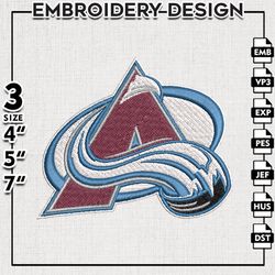 Colorado Avalanche Embroidery file, NHL Embroidery Designs, Hockey Team, Machine Embroidery Design, Digital Download
