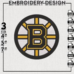 Boston Bruins Embroidery file, NHL Embroidery Designs, Hockey Team, Machine Embroidery Design, Digital Download