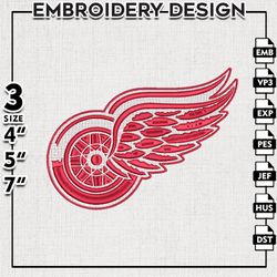 Detroit Red Wings Embroidery file, NHL Embroidery Designs, Hockey Team, Machine Embroidery Design, Digital Download