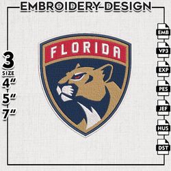 Florida Panthers Embroidery file, NHL Embroidery Designs, Hockey Team, Machine Embroidery Design, Digital Download