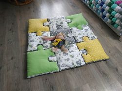 Puzzle baby play mat, baby nursery decor, puzzle pillow play mat,kids room decor, baby shower gift, reading nook cushion