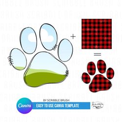 add your own pattern dog paw print canva photo frame customisable template