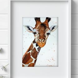 Giraffe watercolor, animal painting, original art, elk watercolor original painting by Anne Gorywine