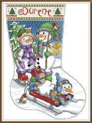 PDF Cross Stitch Pattern - Christmas Stocking - Counted Sampler Vintage Scheme Cross Stitch - Digital Download - 516
