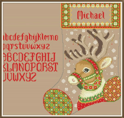 PDF Cross Stitch Pattern - Christmas Stocking - Counted Sampler Vintage Scheme Cross Stitch - Digital Download - 511