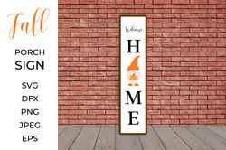 Welcome home, Fall Porch Sign with gnome. Autumn Front Sign