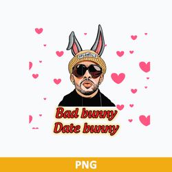 Bad Bunny Date Bunny PNG, Bad Bunny Heart Valentine PNG, Valentine's Day PNG