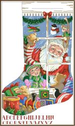 PDF Cross Stitch Pattern - Christmas Stocking - Counted Sampler Vintage Scheme Cross Stitch - Digital Download - 507